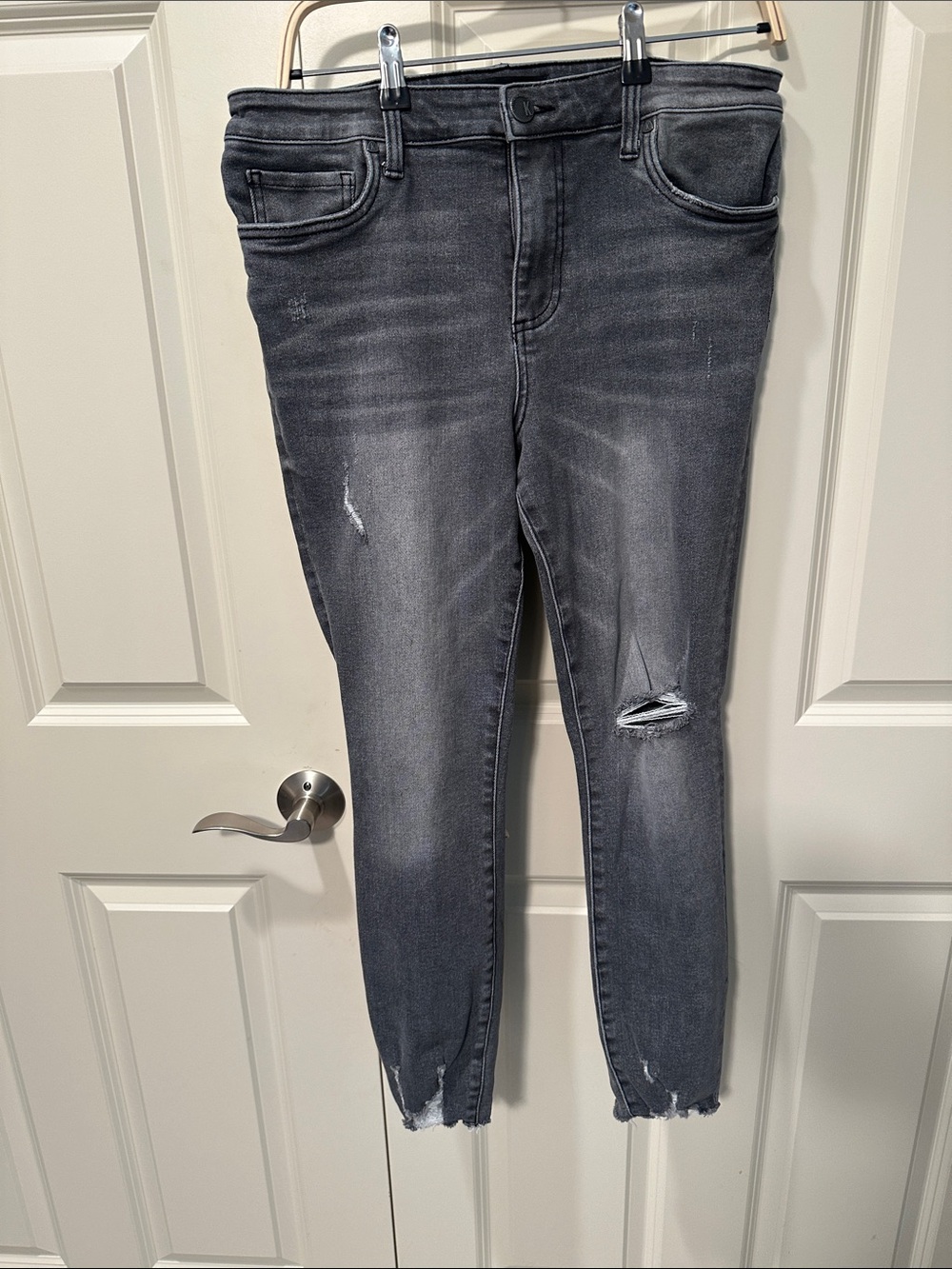 Kut from the Kloth Charcoal Distressed Ankle Jeans